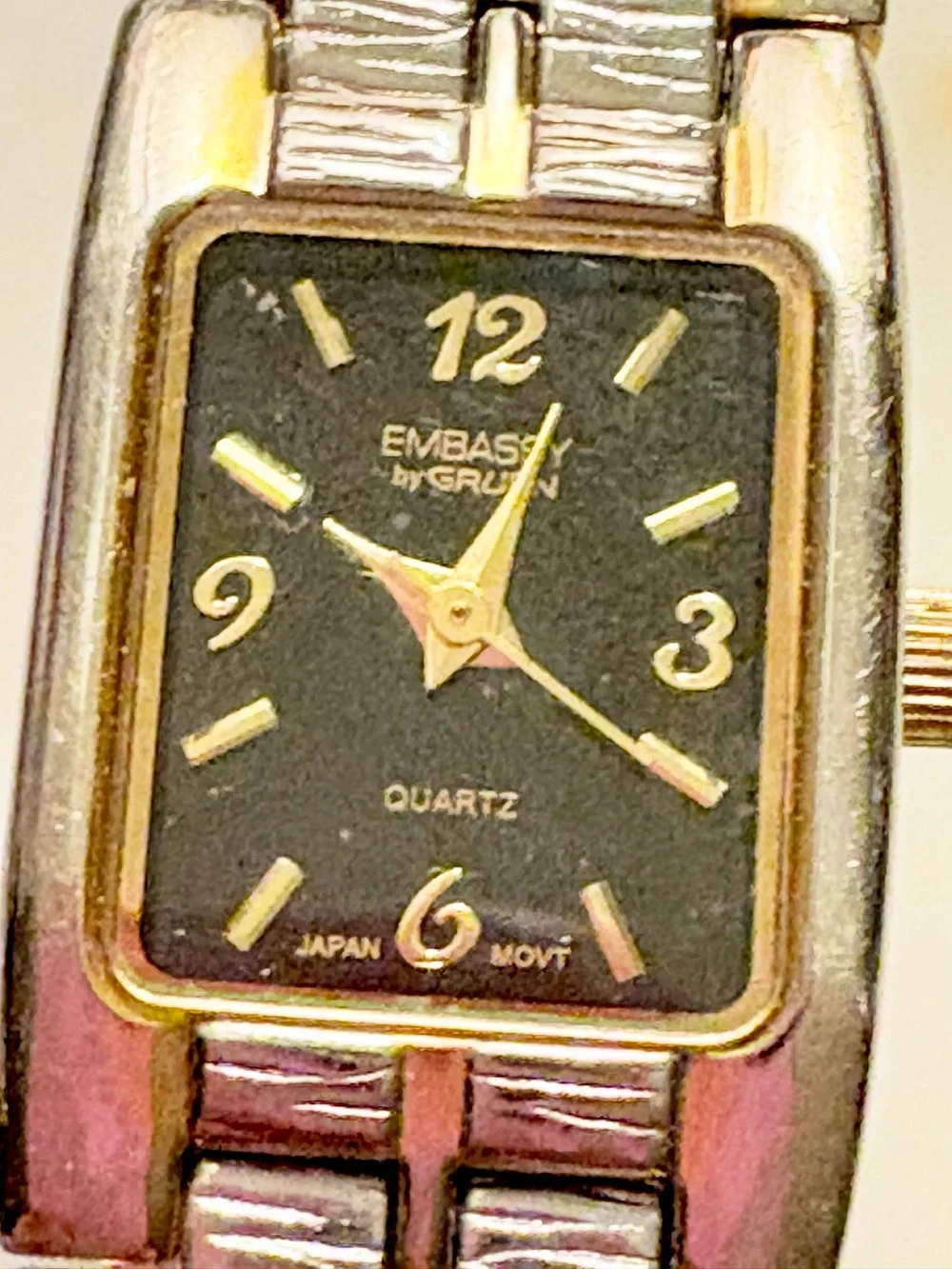 Embassy by Gruen Women's Black and Gold Quartz Bracelet Watch